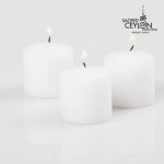 Sacred Ceylon - 2"x2" (50mm x 48mm) Candles Unscented 82g -White -(Pack of 6 Candles) (ඉටිපන්දම් 6 ක ඇසුරුමක්)