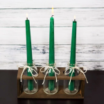 Sacred Ceylon Gold Smoke Taper / Dinner Candle – 12″ Unscented Green 12" (H) x .75" (W - base) Set of 12 - Image 2
