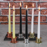 Sacred Ceylon Gold Smoke Taper / Dinner Candle – 12″ Unscented Black 12" (H) x .75" (W - base)set of 12 - Image 3