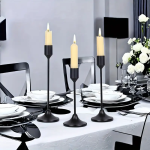 3pcs Elegant Metal Candle Holders Set, Polished Finish, Versatile for Home Decor (without candles)