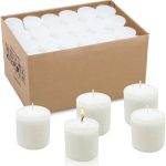 Gold Smoke Unscented White Votive Candles Bulk  - 1.5"x2" (Pack of 3 Candles) (ඉටිපන්දම් 3 ක ඇසුරුමක්) Wholesale