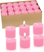 Votive Candles scented 1.5" W- 2" H PINK 5-6 Hour Burn Time candle Set of 12 (only candle) Cinnamon