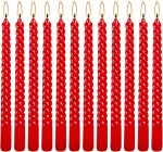 Spiral Taper Candle 12" RED Unscented Dripless Candlesticks (Pack of 12 Candles) (ඉටිපන්දම් 12 ක ඇසුරුමක්)