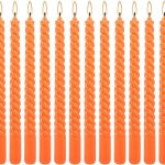 Spiral Taper Candle 12" ORANGE Unscented Dripless Candlesticks (Pack of 12 Candles) (ඉටිපන්දම් 12 ක ඇසුරුමක්)
