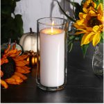 Gold Smoke Glass Candle Holder (Apoxy Base) 6.5" with 2"x5.5" Candles - Budget Pack - Orange - Image 2