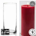 Gold Smoke Glass Candle Holder (Apoxy Base) 6.5" with 2"x5.5" Candles - Budget Pack - Red