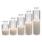 Votive Candles unscented 2" W- 4" H White candle with glass holder Set of 12 - (glass and candle)
